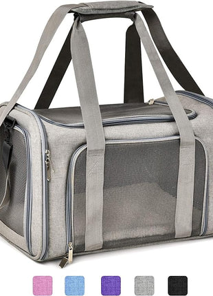 Cat Carriers Dog Carrier Pet Carrier For Small / Medium Cats Dogs Puppies (Up To 15lbs), TSA Airline Approved Small Dog Carrier Soft Sided, Collapsible Waterproof Travel Puppy Carrier - Grey