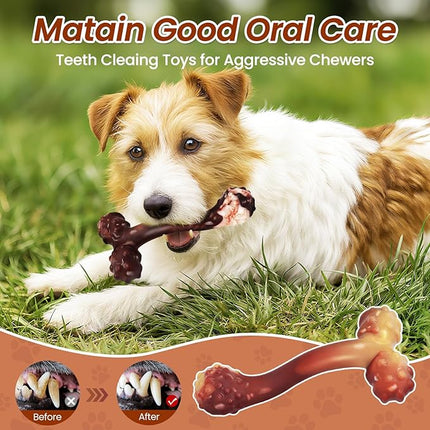 WinTour Indestructible Dog Bones for Aggressive Chewers, Tough Dog Toys for Aggressive Chewers, Durable Chew Toys for Medium & Large Breed, Heavy Duty, Strong & Indestructible Bones for Super Chewers