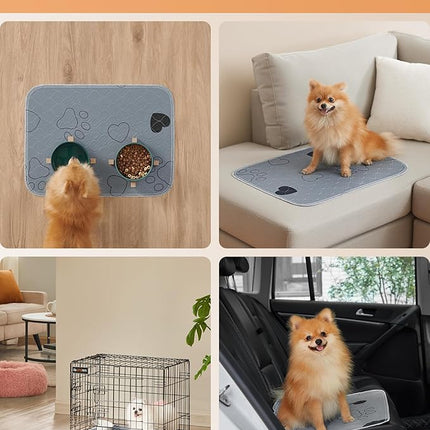Feandrea Washable Dog Pee Pad, 2 Pack, Reusable, 24 x 18 Inches, S, Waterproof Pet Training, Leakproof, Non-Slip, Super Absorbent, Gray UPTD018G01