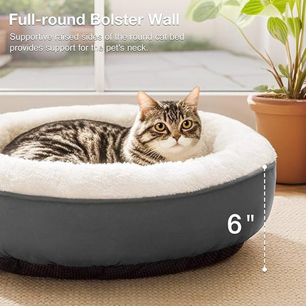 Love's cabin Round Donut Cat and Dog Cushion Bed, 20in Pet Bed for Cats or Small Dogs, Anti-Slip & Water-Resistant Bottom, Super Soft Durable Fabric Pet beds, Washable Luxury Cat & Dog Bed Dark Grey