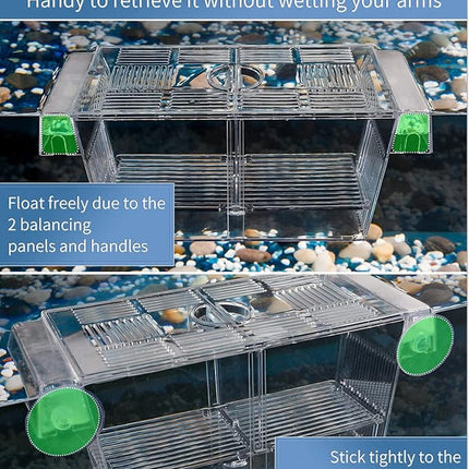 Pawfly Aquarium Fish Breeding Box Acrylic Hatchery Incubator Tank with Suction Cups Large Isolation Box for Baby Fish Shrimp Betta Guppy and Platy