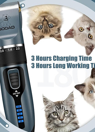 Cat Clippers, Professional Grooming Kit, Cordless Clippers for Thick Coats, Hair Trimmer, Low Noise Shaver Quiet Pet Tools Cats Dogs (Blue), 1.0 Count