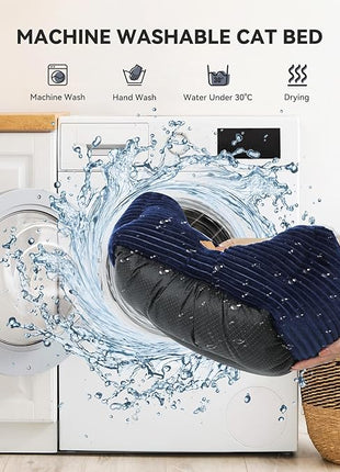 Cat Dog Bed for Pets, Rectangle Pet Bed Gift for Puppy and Kitten, Machine Washable Calming Fluffy Pet Couch Sofa for Indoor Outdoor, Portable Soft Cat Bed with Non-Slip Bottom (Small, Blue)