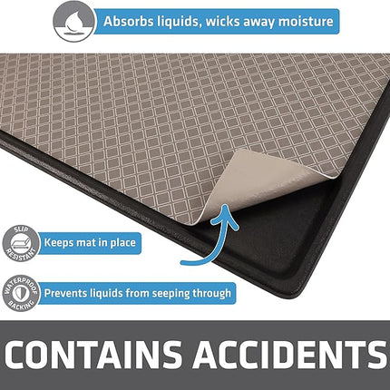 Drymate Dog Crate Mat Liner, Absorbs Urine, Waterproof, Non-Slip, Washable Puppy Pee Pad for Kennel Training - Use Under Pet Cage to Protect Floors, Thin Cut to Fit Design (USA Made) (Taupe)(29”x48”)