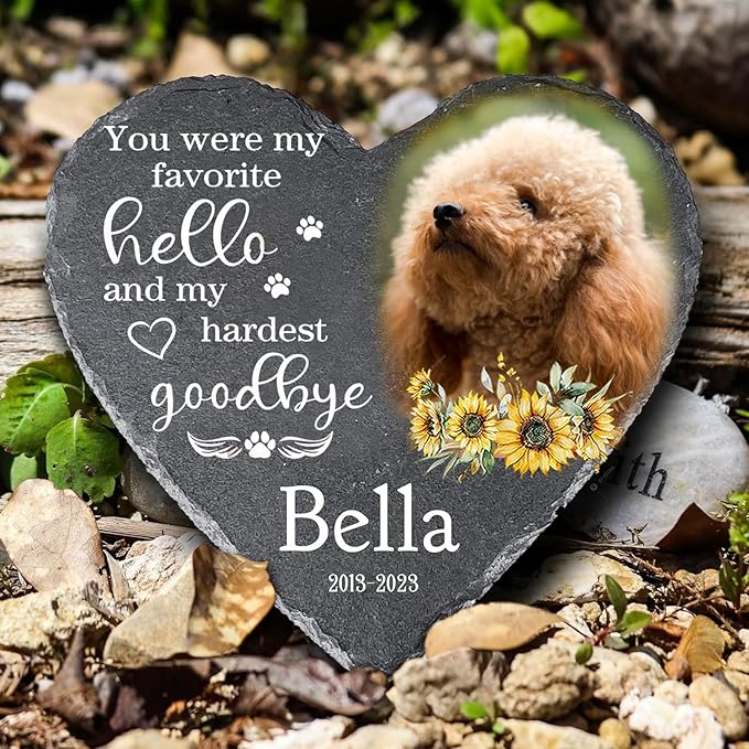 Gabita Custom photo Dog Memorial Stone, Pet Memorial Gifts for Loss of Dogs, Personalized Gift Dog Memorial Stone Garden Sign