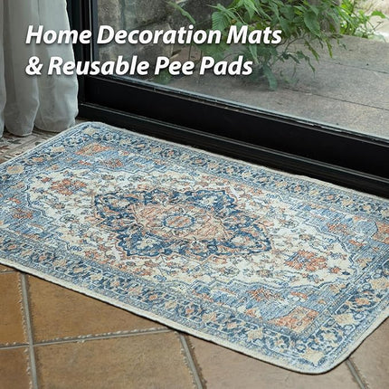 nunubaby Washable Pee Pads for Dogs, Stylish, Non-Slip and Leak-Proof Pee Pads. Reusable Potty Pads for Dogs for Crates and Floors.(Beige/Multi, 36" x36" )