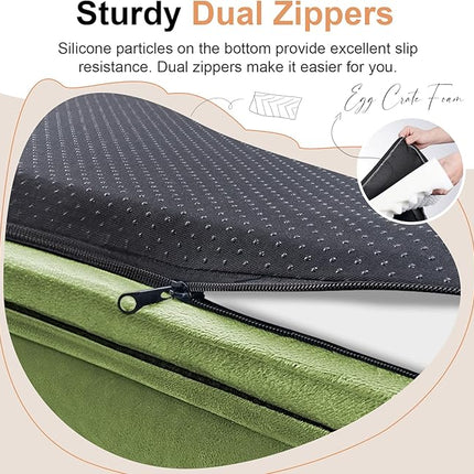 Large Dog Bed Orthopedic Washable: Beds Bolster XL Bed Medium Large Dogs Egg Crate Foam Couch Sofa Waterproof with Removable Cover - Grass Green