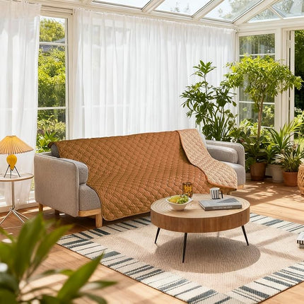 gogobunny 100% Double-Sided Waterproof Dog Bed Cover Pet Blanket Sofa Couch Furniture Protector for Puppy Large Dog Cat, Reversible (68x82 Inch (Pack of 1), Dark Pumpkin/Light Pumpkin)