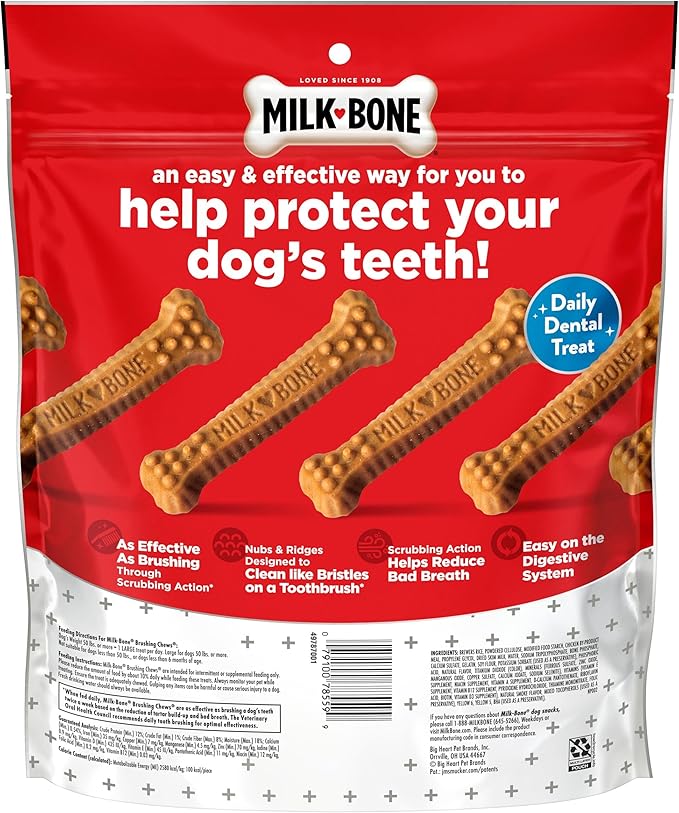 Milk-Bone Original Brushing Chews 18 Large Daily Dental Dog Treats Scrubbing Action Helps Clean Teeth