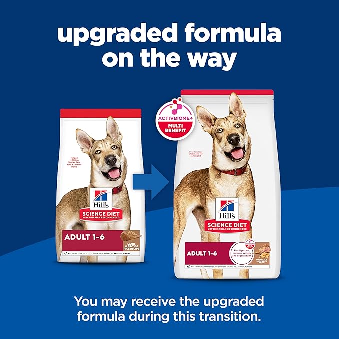 Hill's Science Diet Adult 1-6, Adult 1-6 Premium Nutrition, Dry Dog Food, Lamb & Brown Rice, 33 lb Bag