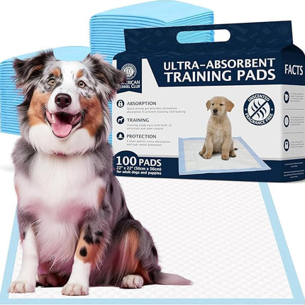 American Kennel Club Puppy Training Pads with Ultra Absorbent Quick Dry Gel – 22 x 22 Pee Pads for Dogs - 100 Count (Unscented)