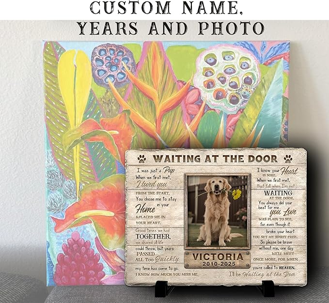Personalized Pet Memorial Stone, Custom Dog Memorial Gifts for Loss of Dog with Photo Name Date, Dog Remembrance Gift, Loss of Dog Sympathy Gift for Dog Cat Lovers (Quote 2)