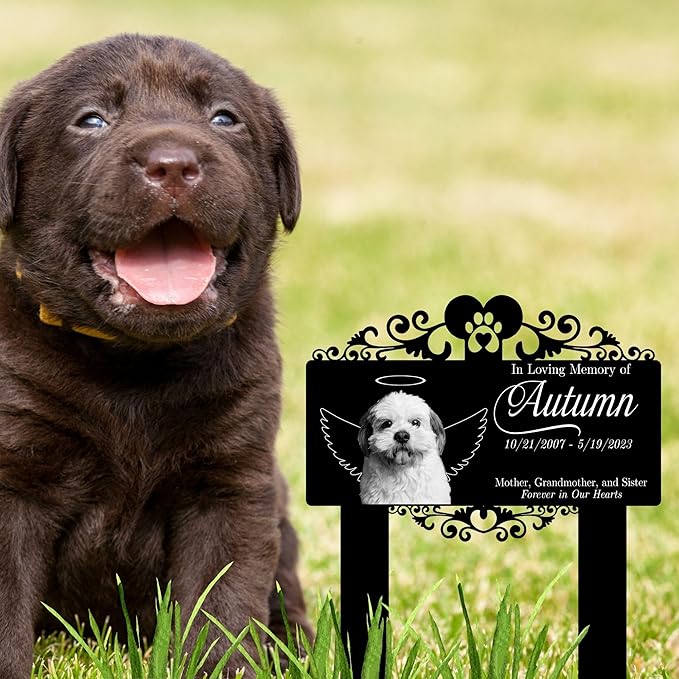 Custom Pet Grave Markers Dog | Heaven Custom Pet Headstones for Dogs | Best Memorial Gifts to Tribute Your Four-Legged Companions | Personalized Grave Marker for Angel Furry Friends
