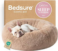 Bedsure Calming Dog Bed Medium Size Dog - Donut Washable Medium Pet Bed, 30 inches Anti-Slip Round Fluffy Plush Faux Fur Cat Bed, Fits up to 45 lbs Pets, Camel