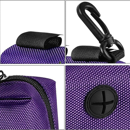 Dog Waste Bag Dispenser Pet Poop Bags Holder for Doggie Waste Bags Dispensers Soft Fabric Zipper Small Doggy Puppy Pouch for Leash Accessory Attachment with Carrier,Purple