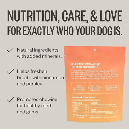 Ollie Dental Chews for Large Dogs, 12 Oz, Fresh Breath, Teeth Cleaning Treats, Sticks for Dog Oral Care, with Parsley and Cinnimon, for Pups 51 lbs and Above