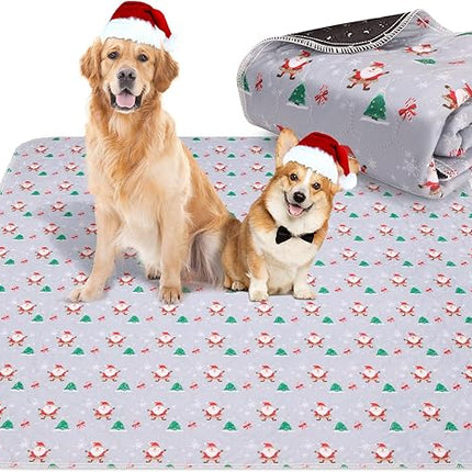 Aitmexcn Christmas Washable Pee Pad for Dogs, 2PCS 48x48in Xmas Super Absorbent Reusable Puppy Pads Pet Training Pads, Waterproof mats for Playpen, Crate, Whelping Box, Potty Training