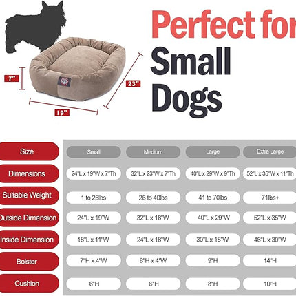 Majestic Pet 24 Inch Micro Velvet Calming Dog Bed Washable – Cozy Soft Round Dog Bed with Spine for Head Support - Fluffy Donut Puppy Mat 24x19x7 (inch) Small - Pearl (2025)