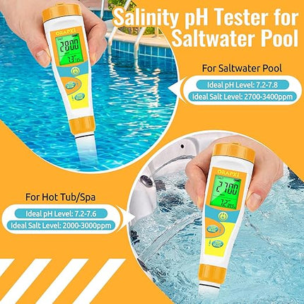 pH Meter Salinity Tester for Saltwater Aquarium Simultaneous Display of pH Salt for Saltwater Pool Update Aquarium pH Tester pH and Salt Meter for Saltwater Aquarium Reef Tanks Koi Pond