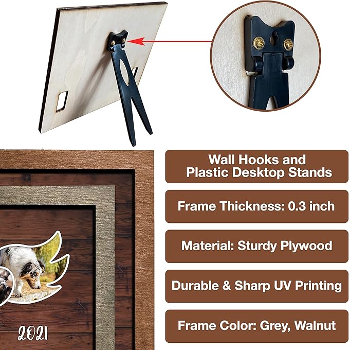 Personalized Dog Picture Frame Collar Keepsake Bereavement Gift Wood Frame Deceased Pet Memorial Frames Grieving Pet Passing Away Picture Upload Meaningful Quotes Keepsakes