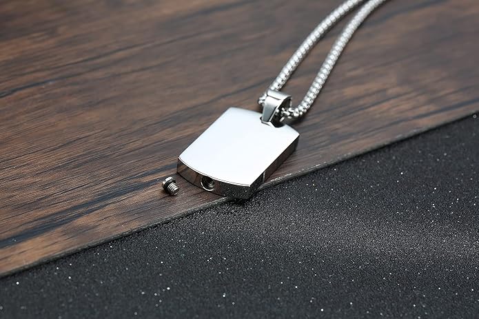 VNOX Personalized Customizable Photo Text Cremation Urn Necklace for Ashes Holder Dog Tag Pendant Family Pet Memorial Keepsake Jewelry for Men Women