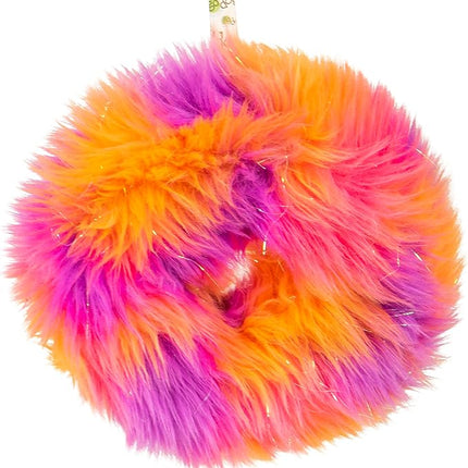 goDog Furballz Ring Squeaky Plush Dog Toy, Chew Guard Technology - Warm Rainbow, Large