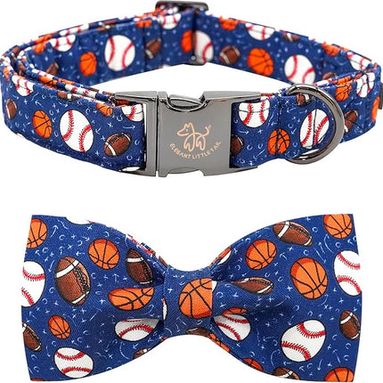 Elegant Little Tail Balls Print Dog Collar with Bow - Soft, Adjustable for Small to Large Dogs