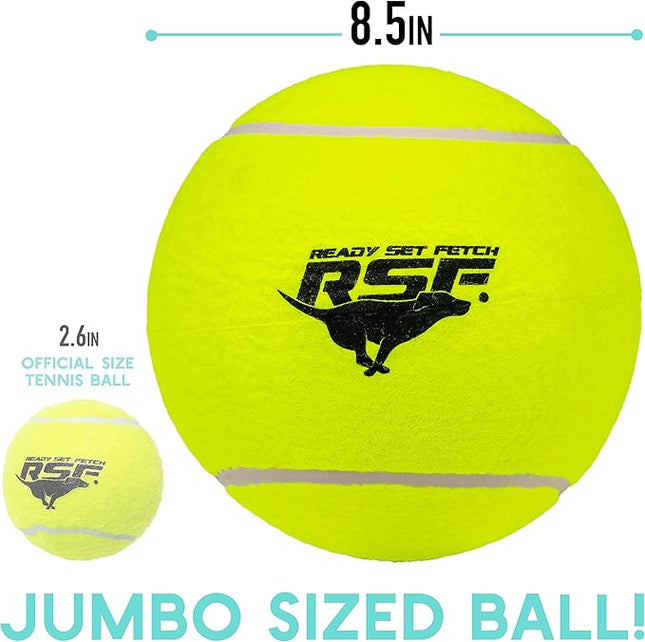 Franklin Pet Supply Co. Ready Set Fetch Oversized Dog Tennis Ball - 8.5" Jumbo Size - Pump Included