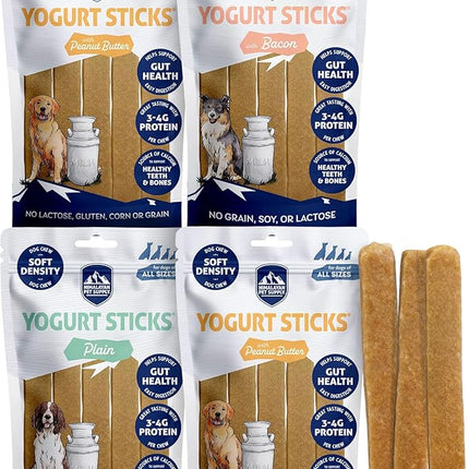 Himalayan Dog Chew Yogurt Sticks, Mixed Flavors, Dog Treats with Prebiotics, Probiotics & Protein, Digestive Support, Lactose & Gluten Free, Natural Dog Treat for All Breeds, Made in America, 4pk