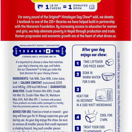 Himalayan Dog Chew Original Yak Cheese Chew, 1 Large Stick, 3.3 oz, Gluten Free, Healthy Treats, Grain & Lactose Free 100% Natural, Long Lasting for Dogs Under 55 lbs