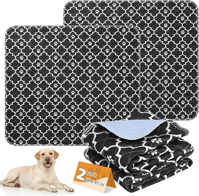 KOOLTAIL Washable Pee Pads for Dogs, 2 Packs Super Absorbent Leakproof & Non-Slip Dog Pee Pad Extra Large, Reusable Puppy Training Pads Waterproof, Pet Mat Rug for Whelping,Floor,Crate,Cats, 36"x41"