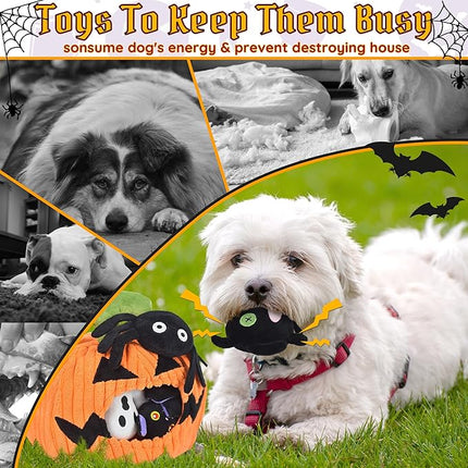 Halloween Dog Toys Set, 11 Pack Squeaky Dog Toys for Aggressive Chewers, Pumpkin Assorted Puppy Toys to Keep Them Busy, Toys Gift for Large Medium Small Dogs