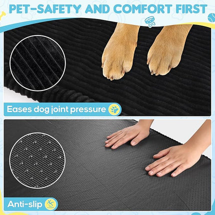 Loiion Dog Car Bed, Non-Slip Backseat Extender Pet Mat, Removable Washable Dog Bed for SUVs, Sedans & Trucks, Anti-Slip Travel Mat for Dogs, Easy Clean & Scratch-Proof & Comfort Black (50"×24.6")