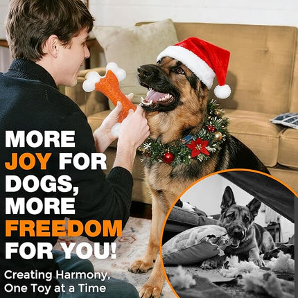 10-Pack Dog Toys for Aggressive Chewers Large Breed, Tough Bones, Nylon Puppy Teething Chew Toys Medium Dogs, Heavy Duty Peanut Butter Flavor Toys