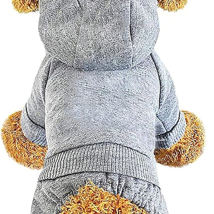 LifeWheel Dog Hoodie, Pet Jumpsuit Fleece Sweatshirt with Buttons, Clothes, Cold Weather Coats, Pajamas, Winter Warm Cotton Puppy Hoodie 4 Legs Clothes for Small Medium Large Dogs Cats Boy Girl Grey