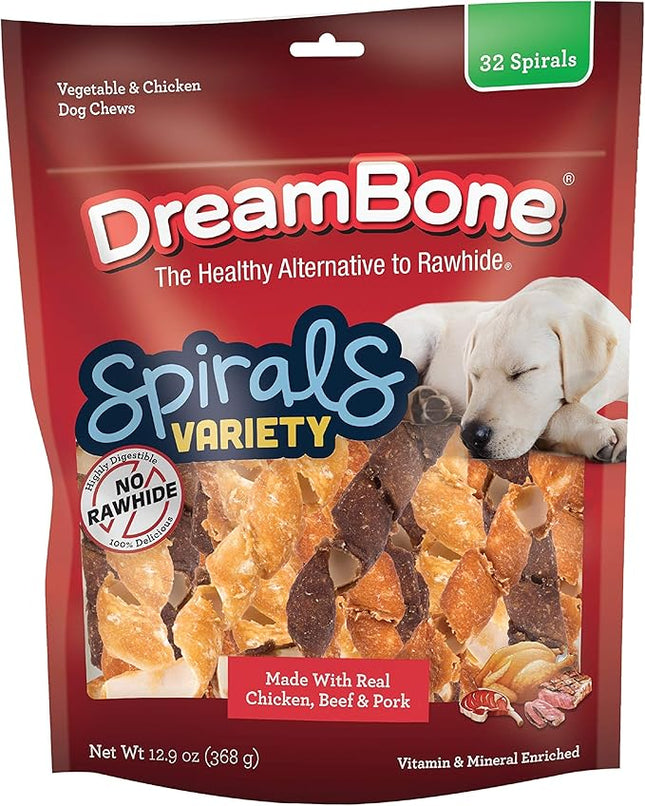 DreamBone Spirals Variety Pack, Treat Your Dog to a Chew Made with Real Meat and Vegetables