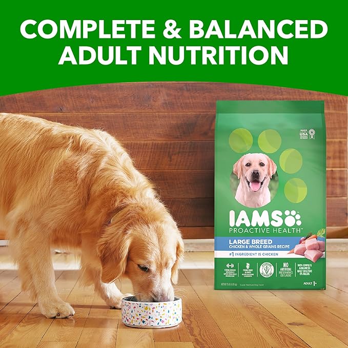IAMS Proactive Health Large Breed Adult Dry Dog Food with Real Chicken, 40 lb. Bag