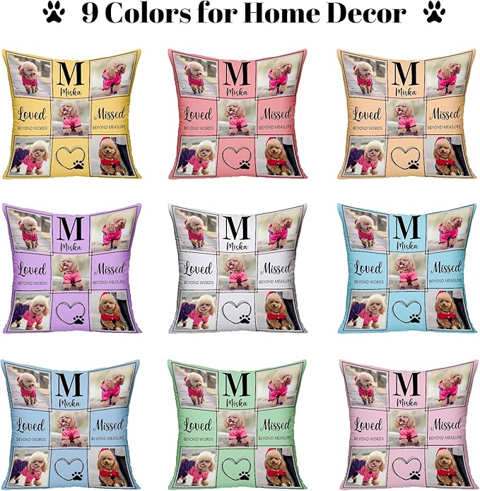 Funny DIY Custom Pet Memorial Gifts for Loss of Dogs, Personalized Dog Memorial Throw Pillows with Pictures Name, Pet Memorial Pillow, Customized Bereavement Sympathy Gifts for Pet Dog Cat Lover