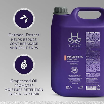 Hydra Professional Moisturizing Dog Conditioner, Oatmeal Hair Conditioner for Dogs and Cats, Suitable for All Breeds and Coat Types, Promotes Shine, 169 fl.oz