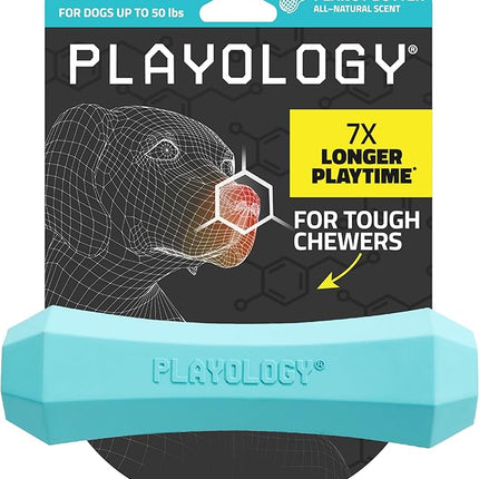 Playology Dog Toys | Durable Squeaky Chew Stick for Dogs | Medium Peanut Butter Scented Toy - Easy to Clean and Made from Non Toxic Materials