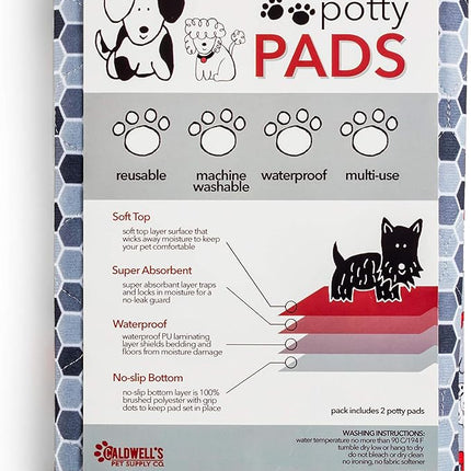 Caldwell's Pet Supply Co. 30x36 Potty Pads, Washable Pee Pads for Dogs, Reusable Pee Pad for Dogs, Puppy Potty Mat, Whelping Rug, Reusable Puppy Mat, Waterproof Rug for Dog, for Medium Dog (Set of 2)