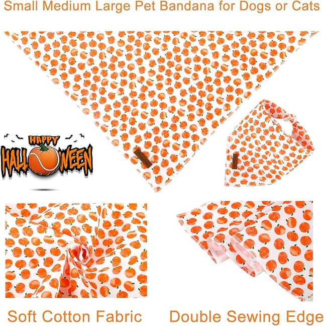Halloween Pumpkin Dog Bandana, Halloween Triangle Bid Scarf with Pumpkin Pattern, Cotton Pet Kerchief for Girl Boy Dogs or Cats, Cute Puppy Bandana Fancy for Dogs
