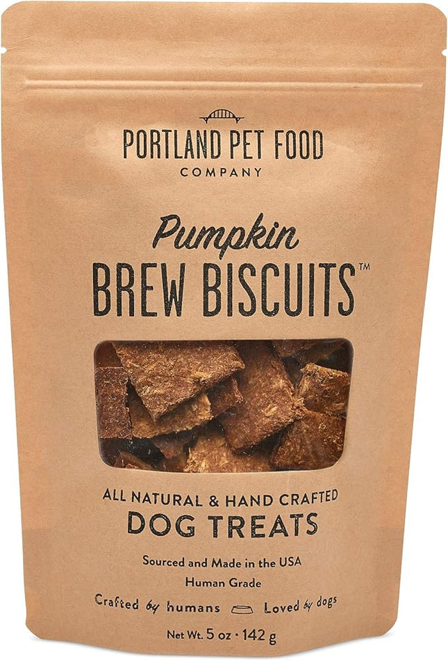 CRAFTED BY HUMANS LOVED BY DOGS Portland Pet Food Company Pumpkin Brew Biscuit Dog Treats (1 Pack, 5 oz Bag) – All Natural, Human-Grade, USA-Sourced and Made