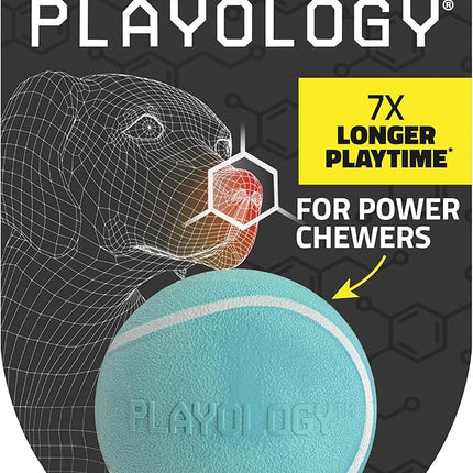 Playology Dog Toys | Squeaky Chew Ball - Bouncy Durable Floating Fetch Ball for Dogs | Medium Peanut Butter Scented Toy - Easy to Clean and Made from Non Toxic Materials