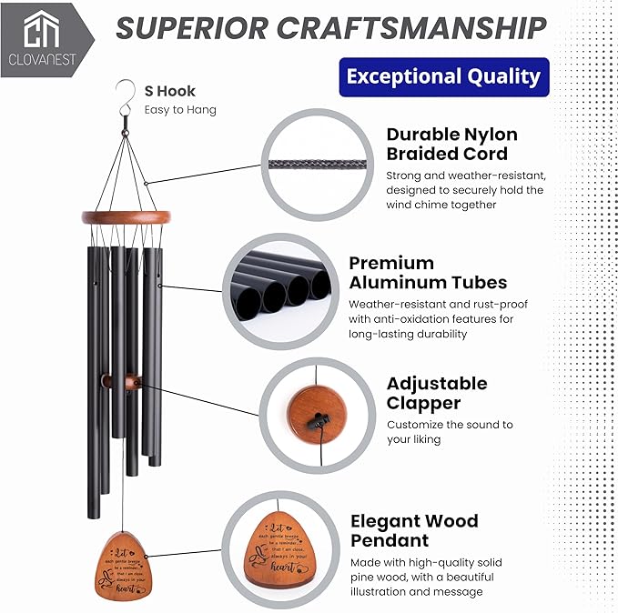 Pet Memorial Wind Chime (28 Inches), Loss of Pet Sympathy Gift Dog, Rainbow Bridge, Pet Memorial Gifts for Dogs, Remembrance, Bereavement Memory Gifts Dogs, passing away gift, Dog Wind Chimes Memorial