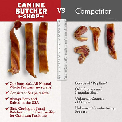 Pig Ears Strips for Dogs Made in USA, Sourced in USA Pig Ears Slivers, Natural, Small-Medium-Large Dog Chew Treat (1 lb)