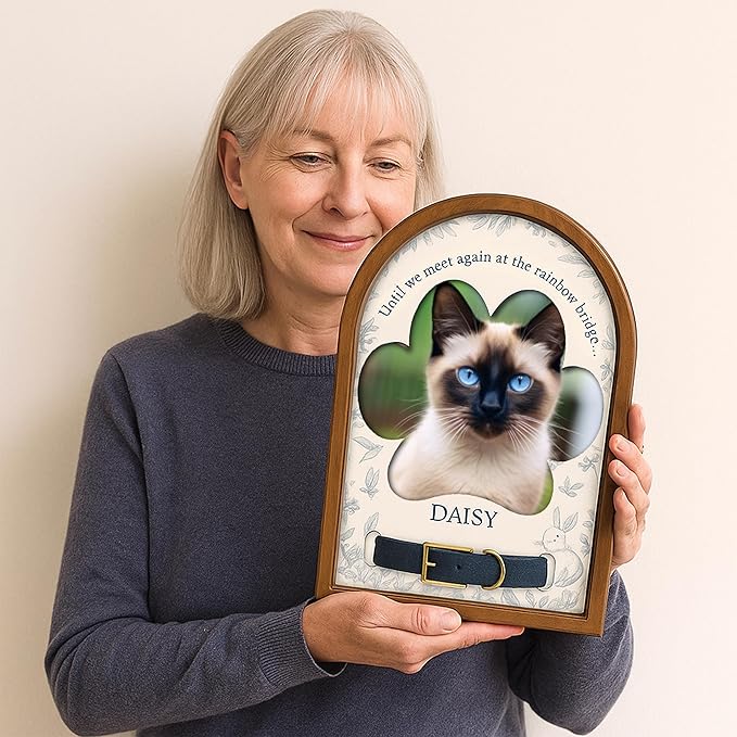 Nazenti Personalized Dog Memorial Gifts, Loss Of Dog Sympathy Gift, Pet Bereavement Collar Frame, Custom Cat Memorial with Photo, Loss Sympathy Gift for Cat, Pet Remembrance Picture Frame