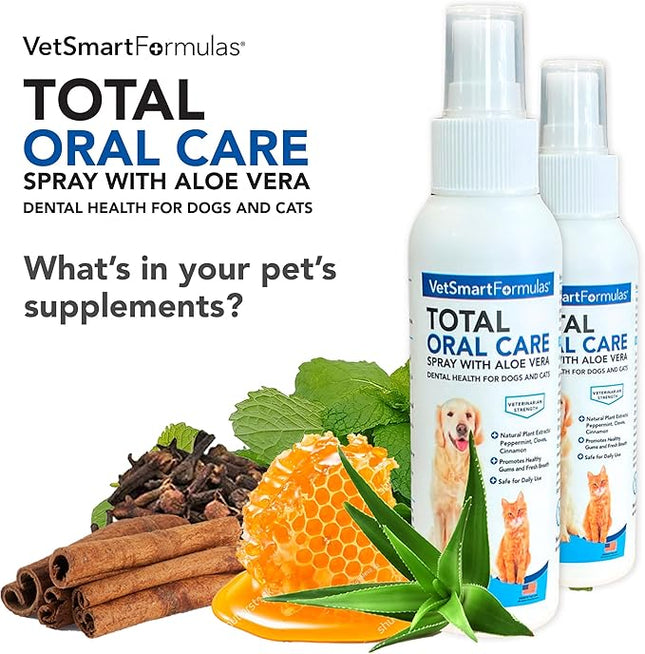 Dog Breath Freshener: Eliminate Bad Breath and Prevent Oral Disease in Dogs and Cats - Teeth Cleaning Spray with Aloe Vera - Plaque and Tartar Remover, Oral Hygiene for Pets (Pack of 1)