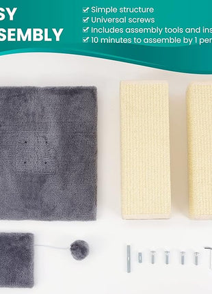 Cat Scratching Post 32 Inch for Indoor Large Cats and Kitten, Nature Sisal Tall Cat Scratch Post, Sisal Cat Scratcher Improve Cat's Scratching Habits and Protect Your Furniture, Grey