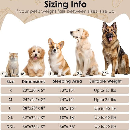 Extra Large Dog Beds, 36 Inch Human Dog Anxiety Relief Comfort Bed, Indestructible & Chew Proof Pet Beds (Light Brown)